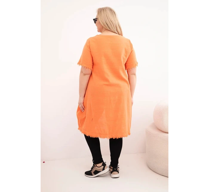Dámske bavlnené šaty nadrozmernej veľkosti s dlhším chrbtom a vreckom Orange