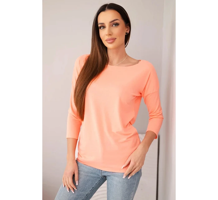 Dámska blúzka s lodičkovým výstrihom lososová