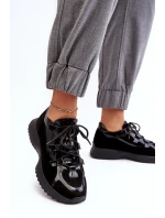 Kožené lakované dámské sportovní boty model 21638323 Černé - Zazoo