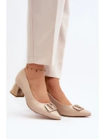 Eleganckie Czółenka Z Ozdobą Laura Messi 2740 Beżowe