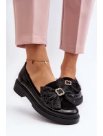 Dámské lakované mokasíny s mašlí model 21648033 černé - Laura Messi
