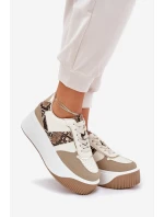 Sneakersy Damskie Na Masywnej Platformie Zwierzęcy Wzór Beżowe Telanila Sneakersy Damskie Na Masywnej Platformie Zwierzęcy Wzór Beżowe Telanila