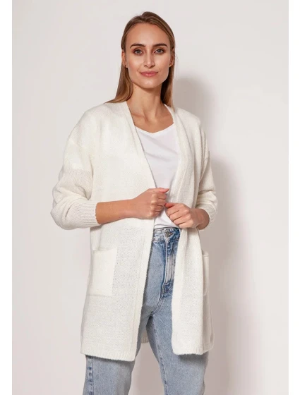Sveter na gombíky PA013 krémový - MKM Sveter na gombíky PA013 krémový - MKM