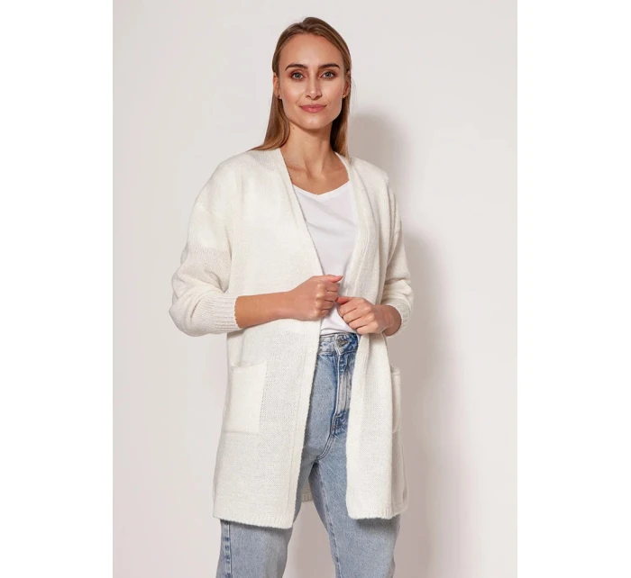 Sveter na gombíky PA013 krémový - MKM Sveter na gombíky PA013 krémový - MKM