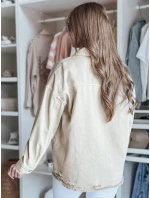 Dámská oversize džínová bunda béžová Dstreet model 21988210 - FashionStreet