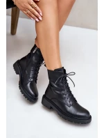 Skórzane Botki Workery Ocieplane Na Zamek Czarne Elosie Skórzane Botki Workery Ocieplane Na Zamek Czarne Elosie