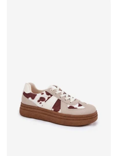 Dámské Tenisky Na Platformě S Vzorem Béžové model 21688270 - Boto