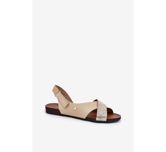 Kožené sandály na suchý zip  model 21694222 - Zazoo