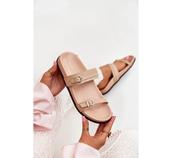 Dámské Pantofle S Přezkami Béžové model 21700025 - Boto