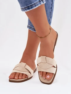 Dámské ploché sandály s řemínky Eko semišové světle béžové Florane