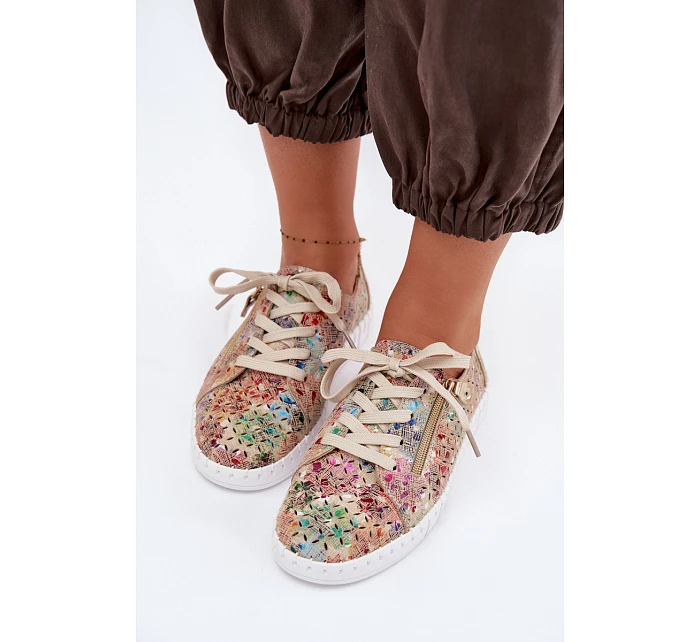 Otevřené polobotky z přírodního semiše vícebarevné Kamelia