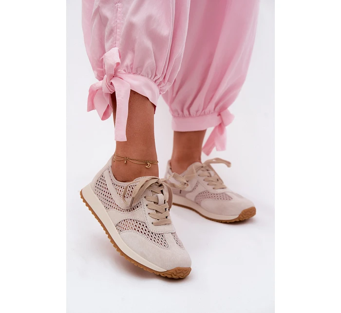 Dámské síťované tenisky z semiše světle béžové model 22123261 - EVENTO