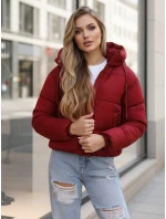 Dámská krátká zimní prošívaná bunda bordó Dstreet model 21994191 - FashionStreet