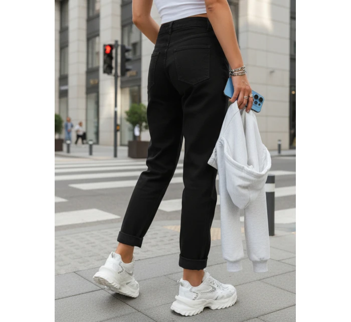 Dámske džínsy s vysokým pásom mom fit black FashionStreet UY2868