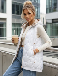 Kamizelka damska pikowana z kapturem biała model 22038482 - FashionStreet