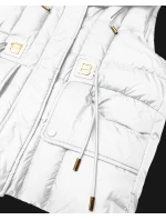 Dámska páperová bunda bez rukávov s kapucňou Goodlookin white (B8600-26)