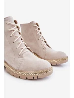 Flat Boots Lewski Shoes model 21607535 Světle béžová - Boto Flat Boots Lewski Shoes model 21607535 Světle béžová - Boto