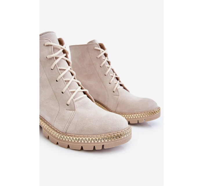 Flat Boots Lewski Shoes model 21607535 Světle béžová - Boto Flat Boots Lewski Shoes model 21607535 Světle béžová - Boto