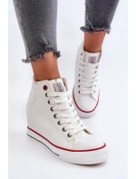 Trampki Damskie Na Koturnie Cross Jeans NN2R4004 Białe