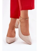 Wygodne Czółenka Na Słupku Sergio Leone SK162 Beżowe