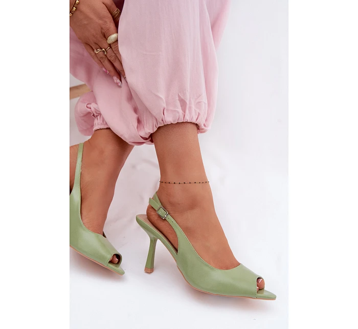 Dámské sandály na podpatku Zelené Sevina