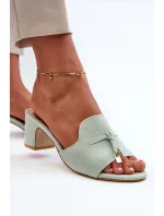 Dámske papuče s vysokým podpätkom z eko semišu, mätová Yemenna