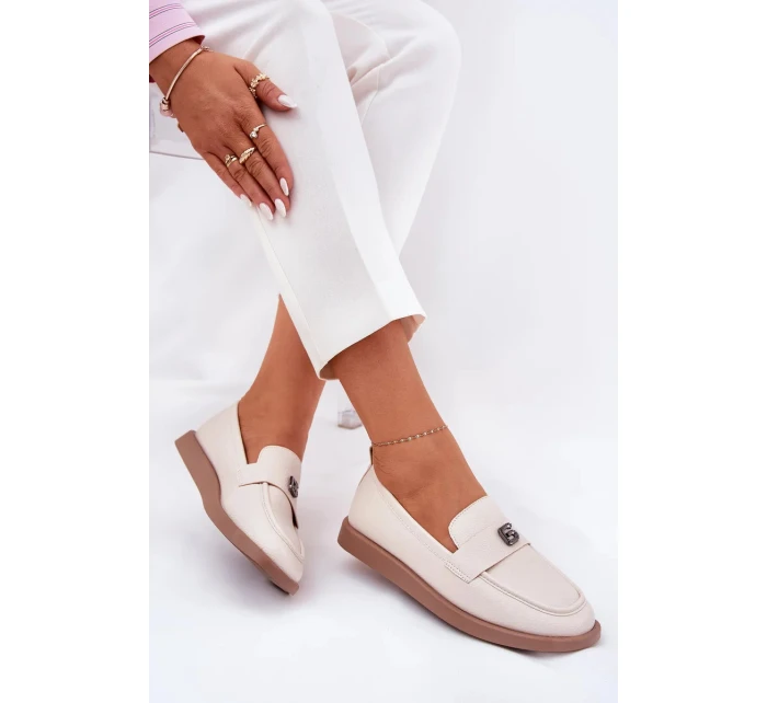 Dámske elegantné mokasíny s ozdobným detailom Vinceza - béžové