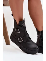 Dámske členkové topánky s remienkami a prackami Vinceza - čierne