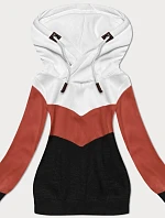 Dámska trojfarebná hrubá mikina bielo-oranžovo-čierna (2303)