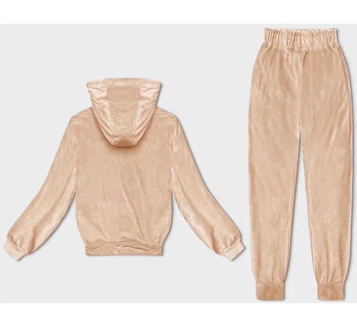 Dámská velurová souprava v broskvové barvě s kapucí model 20098862 - J.STYLE Dámská velurová souprava v broskvové barvě s kapucí model 20098862 - J.STYLE