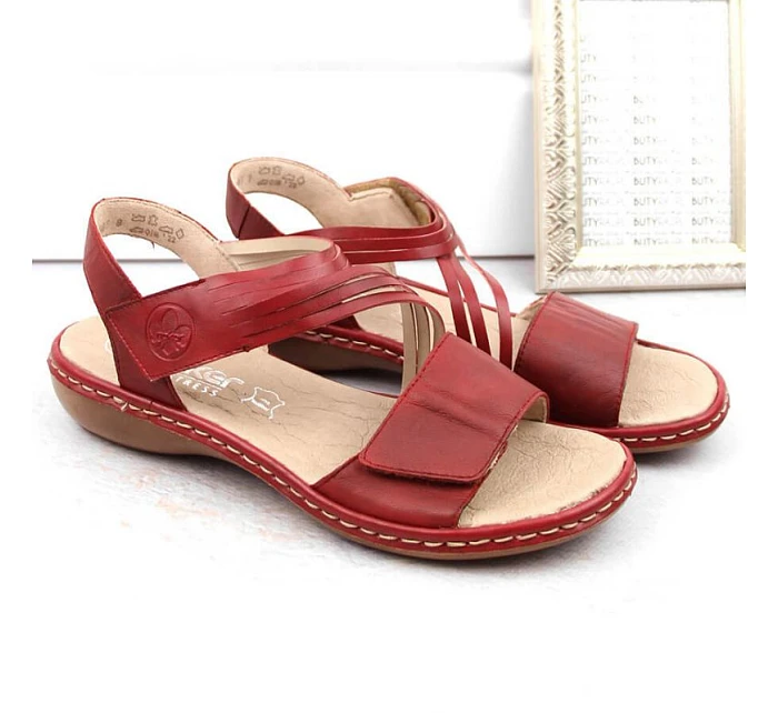 Kožené pohodlné sandály W model 22119032 red - Rieker