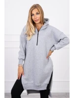 Zateplená mikina s bočnými rázporkami šedá