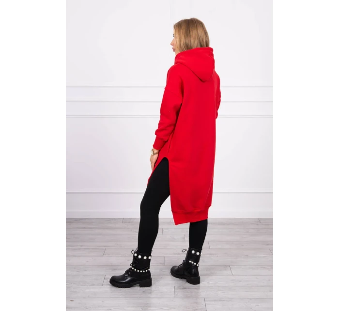 Mikina s bočními rozparky červená