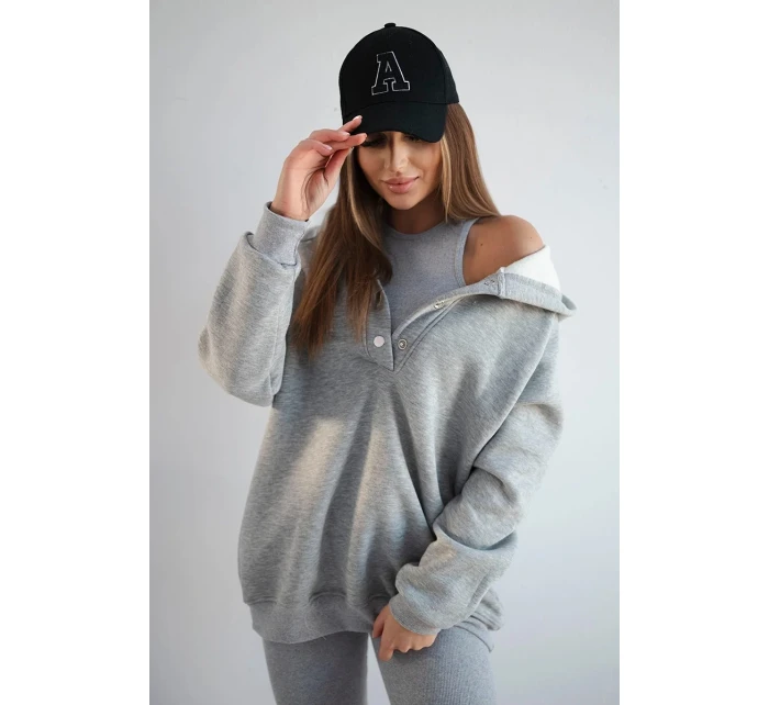 Súprava mikiny, topu a legín 3 v 1 sivá