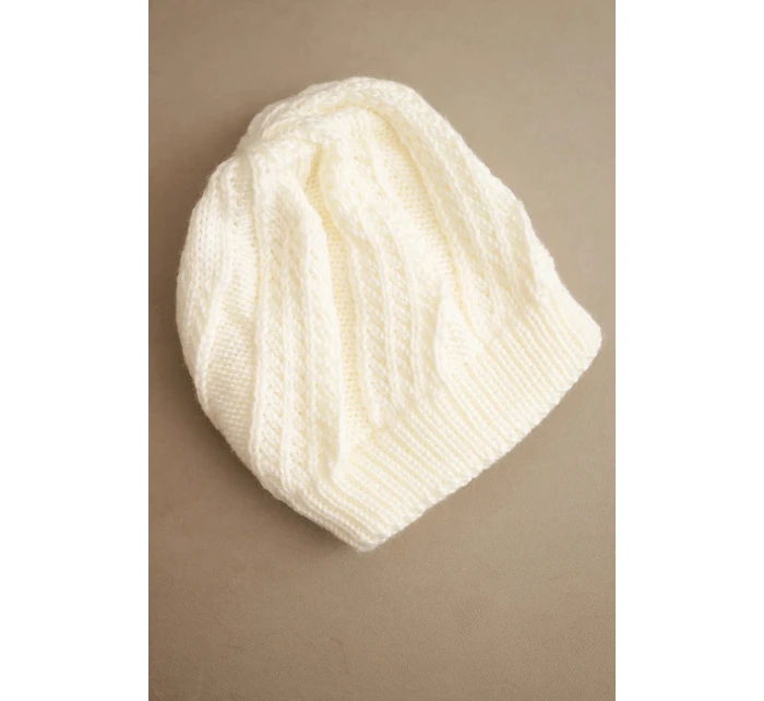 Dámska zimná vlnená čiapka K441 ecru