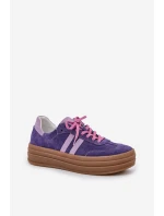 Zazoo N1068S4 Damskie Zamszowe Sneakersy Na Platformie Ciemnofioletowe
