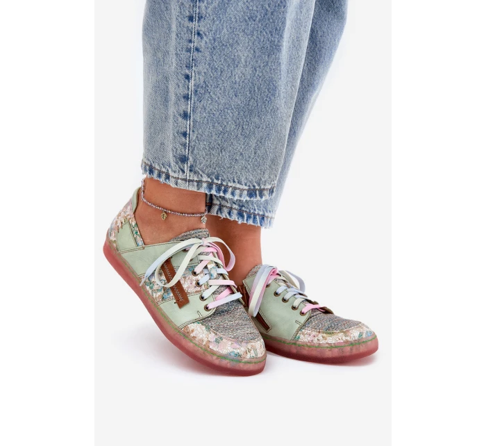 Skórzane Półbuty Damskie Maciejka 06791-09 Jasnozielone