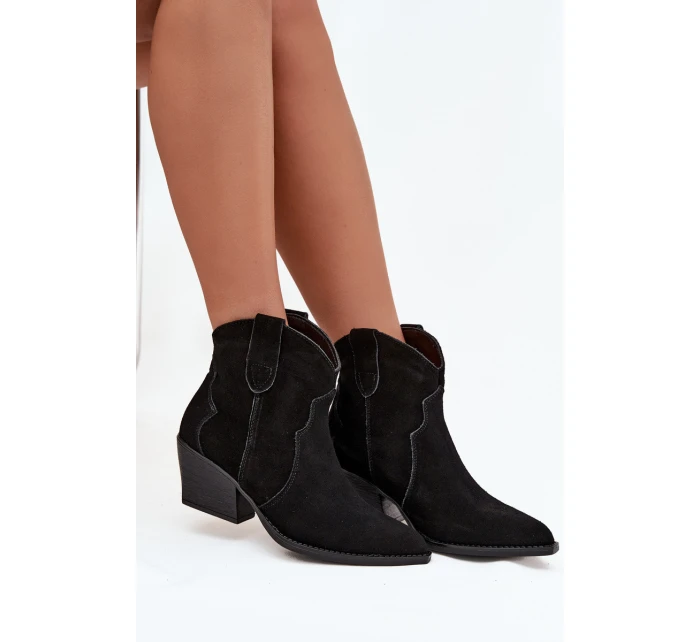 Nazouvací dámské kozačky z přírodního semiše černé model 21713735 - Boto