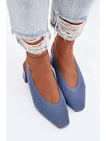 Materiálové dámské sandály na podpatku Modré Marcellé