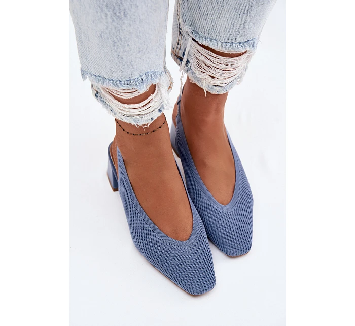 Materiálové dámské sandály na podpatku Modré Marcellé