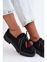 Dámske poltopánky s imitáciou semišových ozdôb Black Melonia