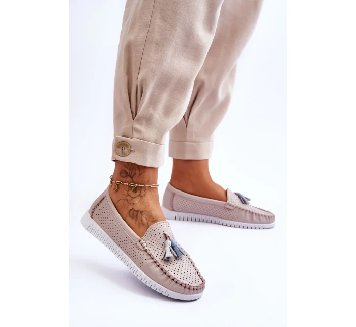 Dámské prolamované kožené mokasíny Světle růžové Lanzarot Dámské prolamované kožené mokasíny Světle růžové Lanzarot