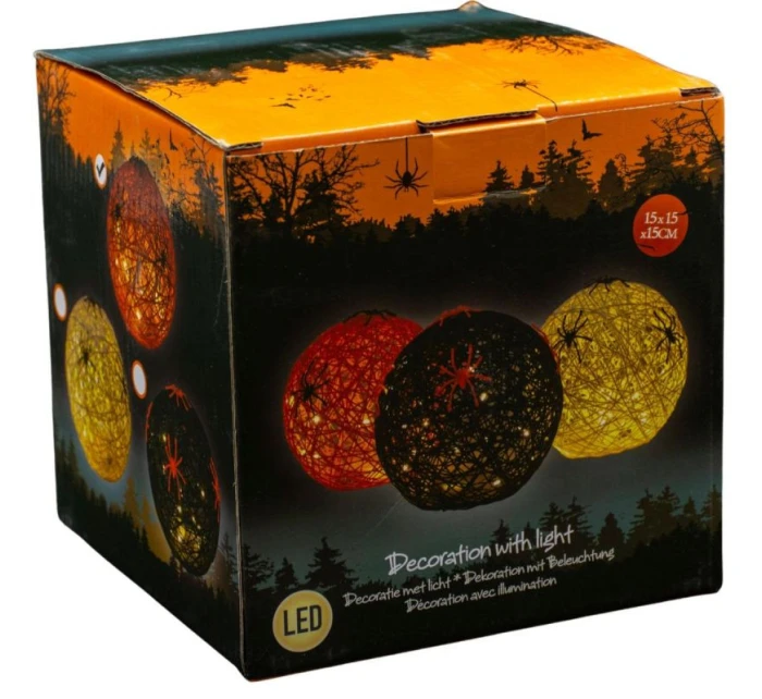 DEKORATÍVNA GUĽOVÁ LED PAVÚK LAMPA 15CM HALLOWEEN BIELA DEKORATÍVNA GUĽOVÁ LED PAVÚK LAMPA 15CM HALLOWEEN BIELA