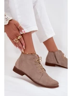 Zamszowe Botki Na Płaskim Obcasie Cappuccino Zazoo 4078