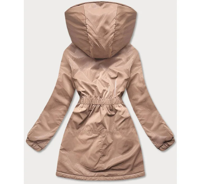 Béžová dámska bunda s kapucňou (B8105-46) Béžová dámska bunda s kapucňou (B8105-46)