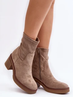 Damskie Botki Na Słupku Beżowe Argastis