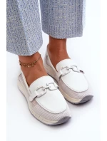 Damskie Skórzane Mokasyny D&A TW210 Białe