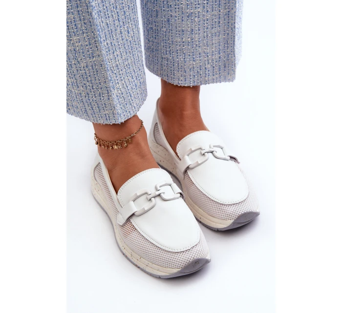 Damskie Skórzane Mokasyny D&A TW210 Białe