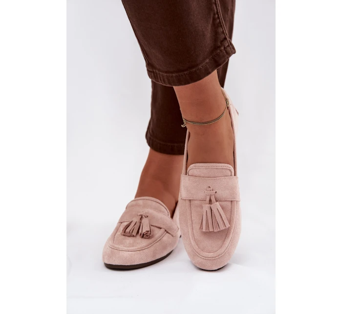 Dámské mokasíny ploché s třásněmi světle růžové Marilisse