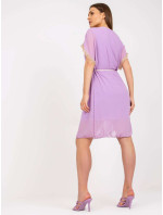 Fialové splývavé šaty jednej veľkosti s opaskom